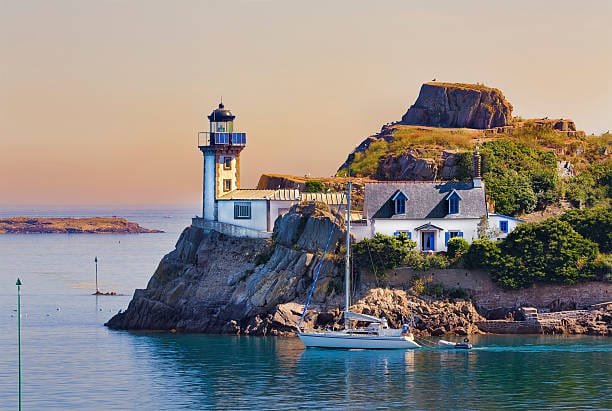 Lighthouse of L&rsquo;Ile Louet as seen from Pointe de Penn-al-Lann, Brittany